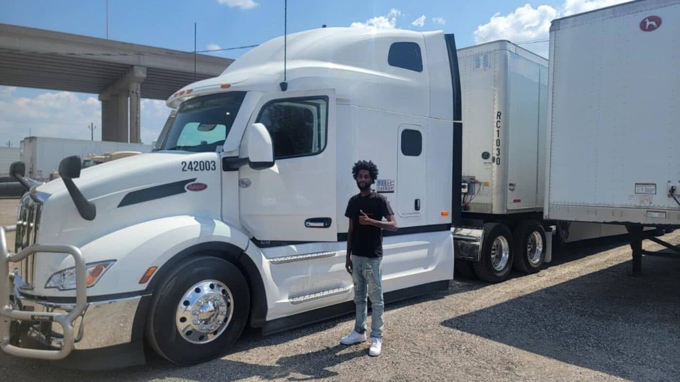 Driver with Peterbilt truck